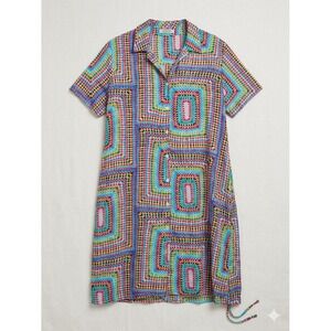 AllSaints 8 Women's Multi-Color Geometric Print Short Sleeve Shirt Dress